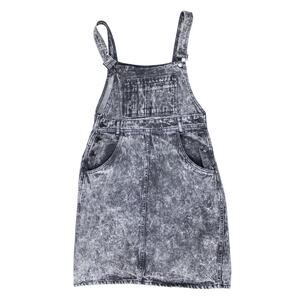 Vintage denim jean overall suspender dress acid washed black 80s 90s grunge sz M